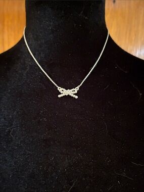 Kate Spade Delicate Silver-Tone Knot Pave Bow Pendant Necklace - Women Jewelry